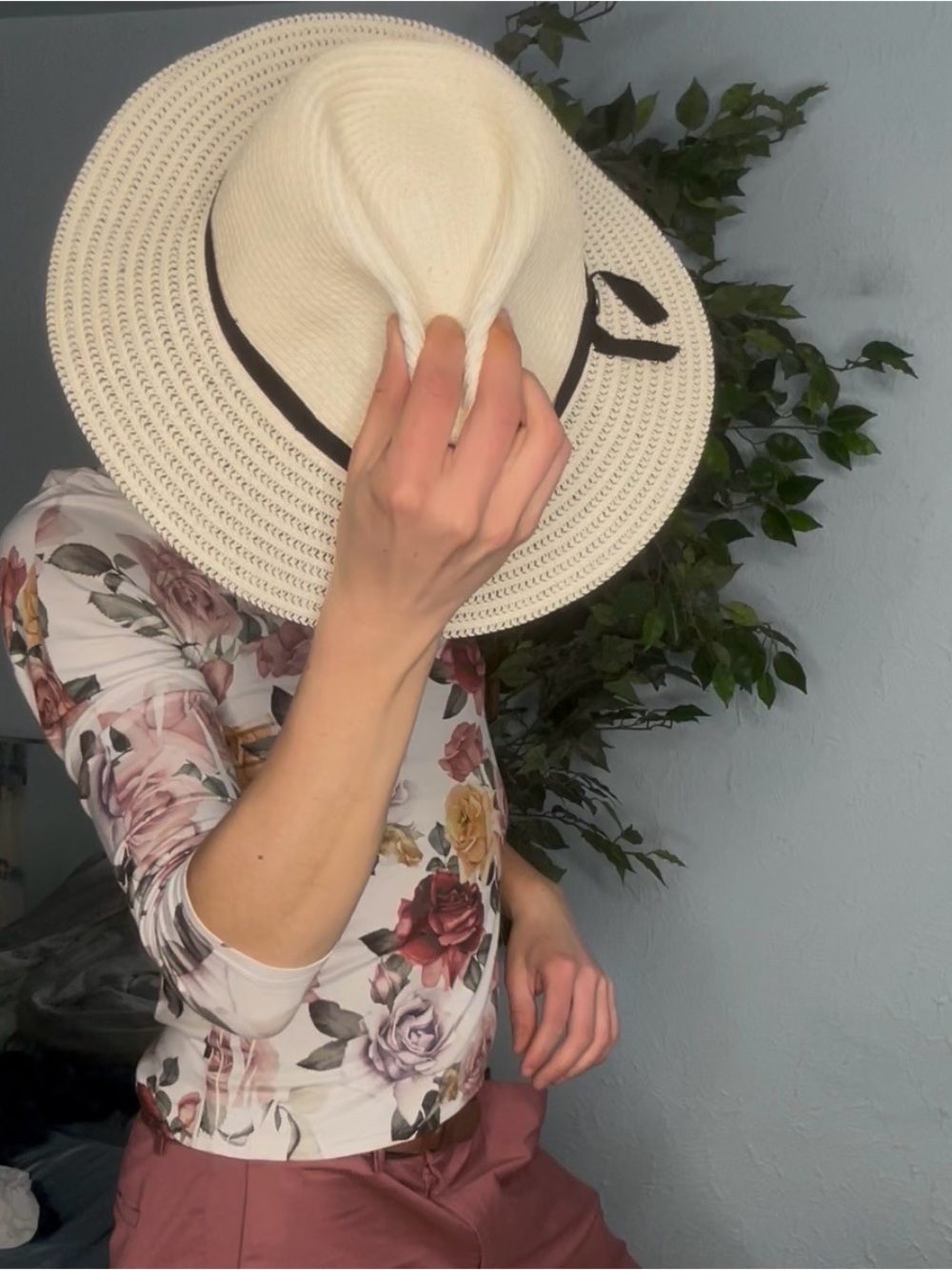 Goorin Bros Wide Brim Straw Fedora Hat Large Cream Black Summer Panama Style